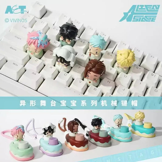 Alien stage baby keycaps keychain
